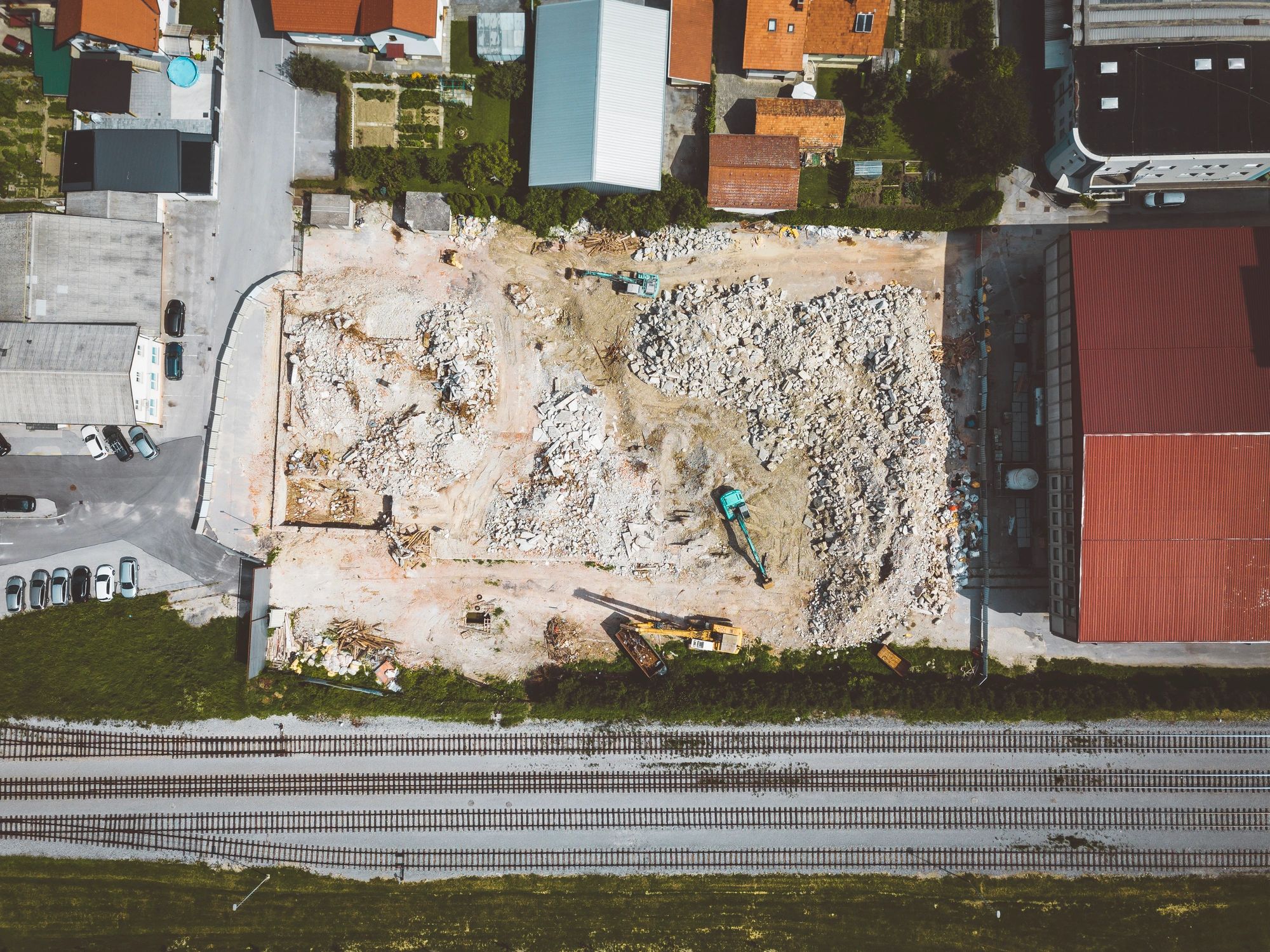 Aerial view of an active construction site for mapping and progress documentation