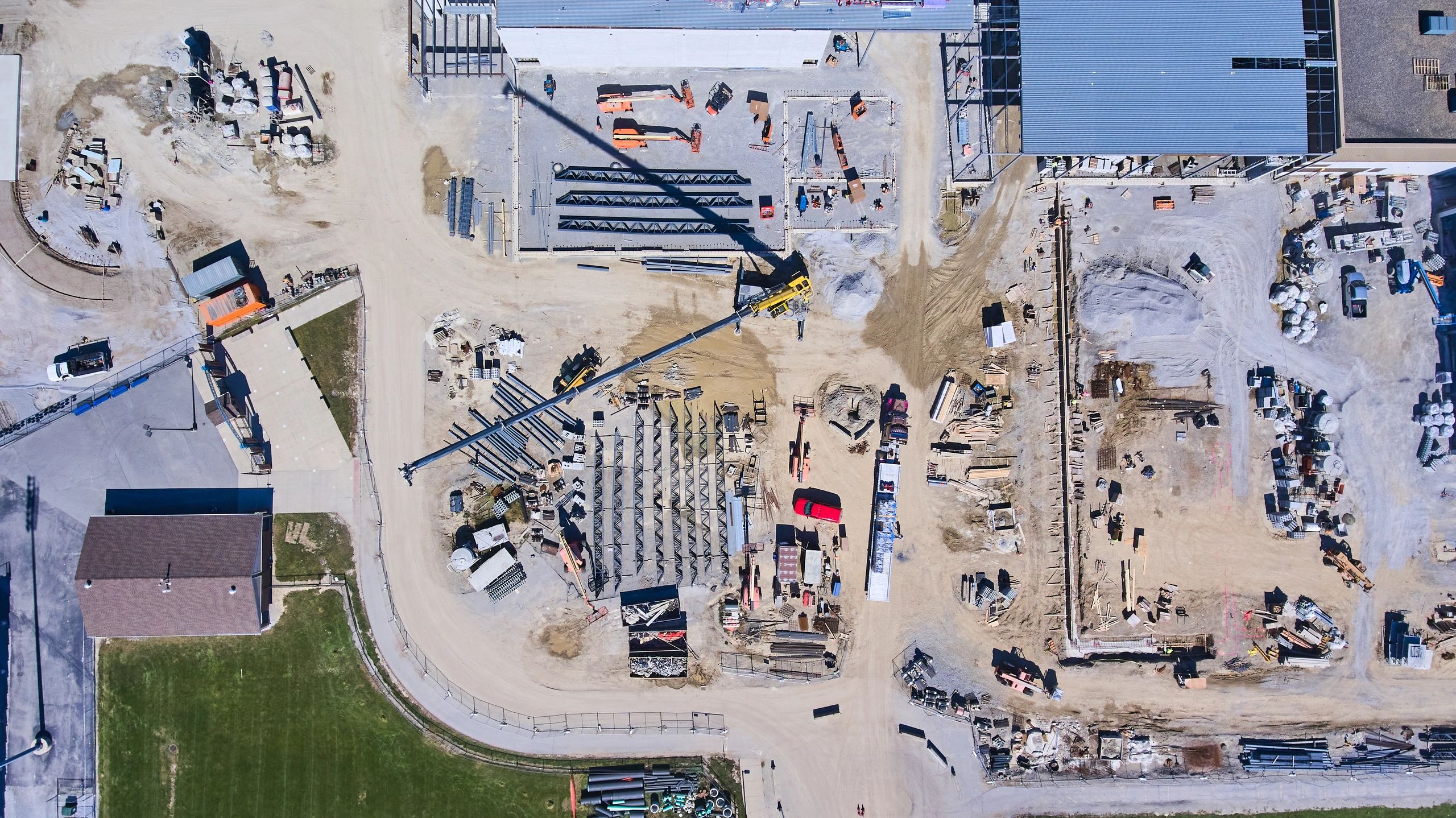 Aerial wide shot of a construction site used for mapping and documentation