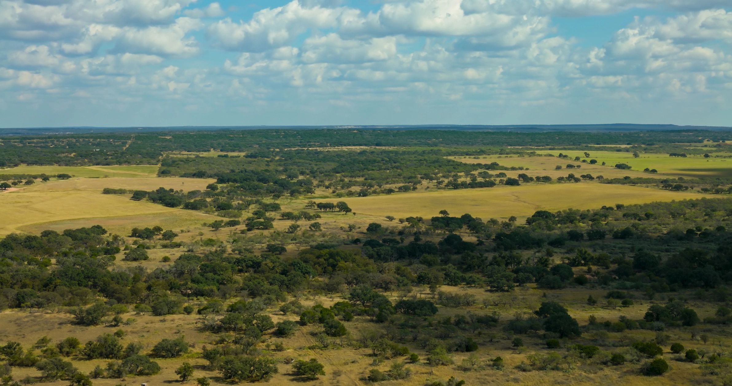 Aerial view of a ranch pasture in Oklahoma